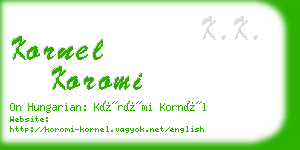 kornel koromi business card